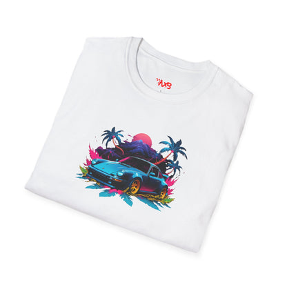 Retro Porsche Tropical Vibes T-Shirt – Neon Island Edition