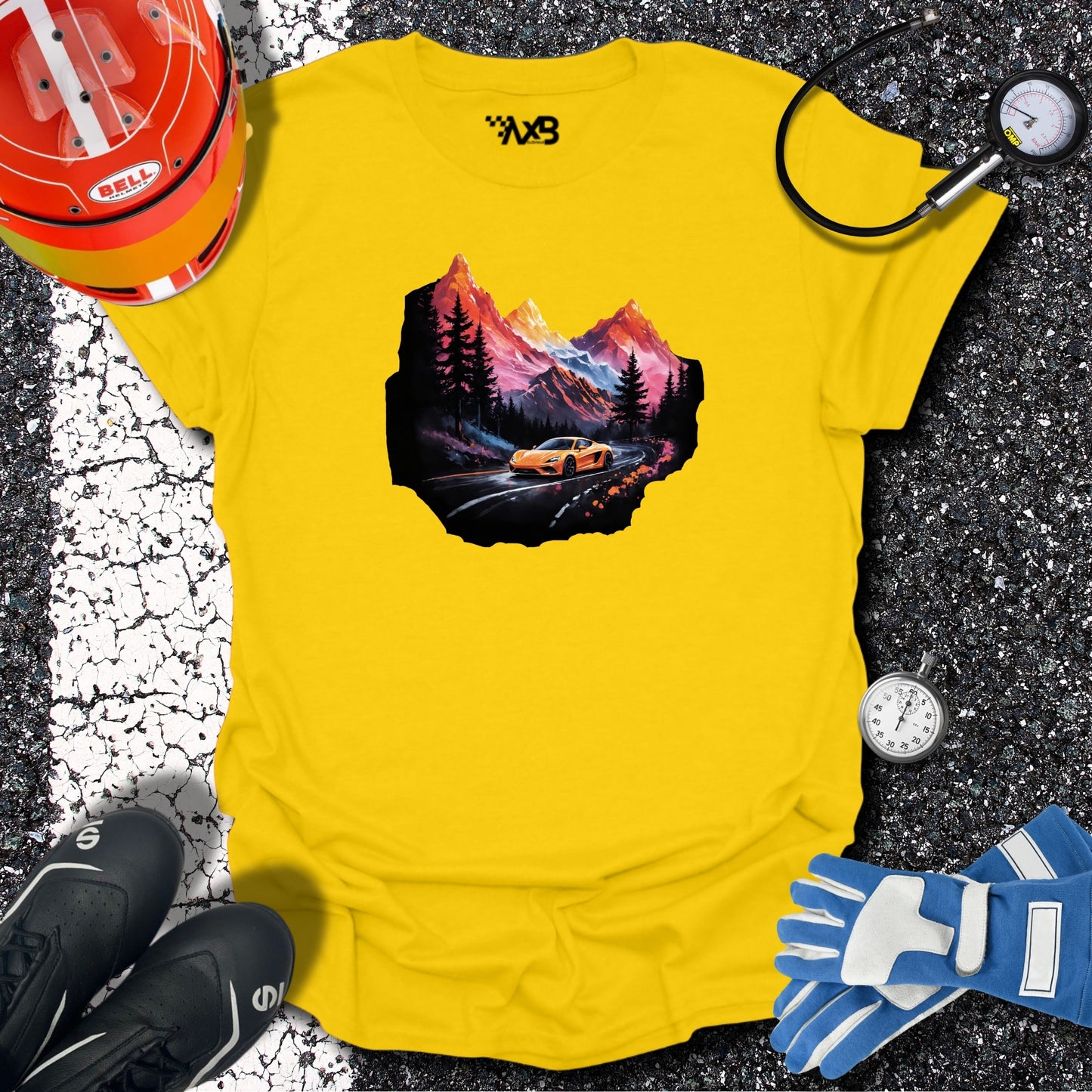 Supercar Mountain Adventure T-Shirt – Scenic Drive Edition