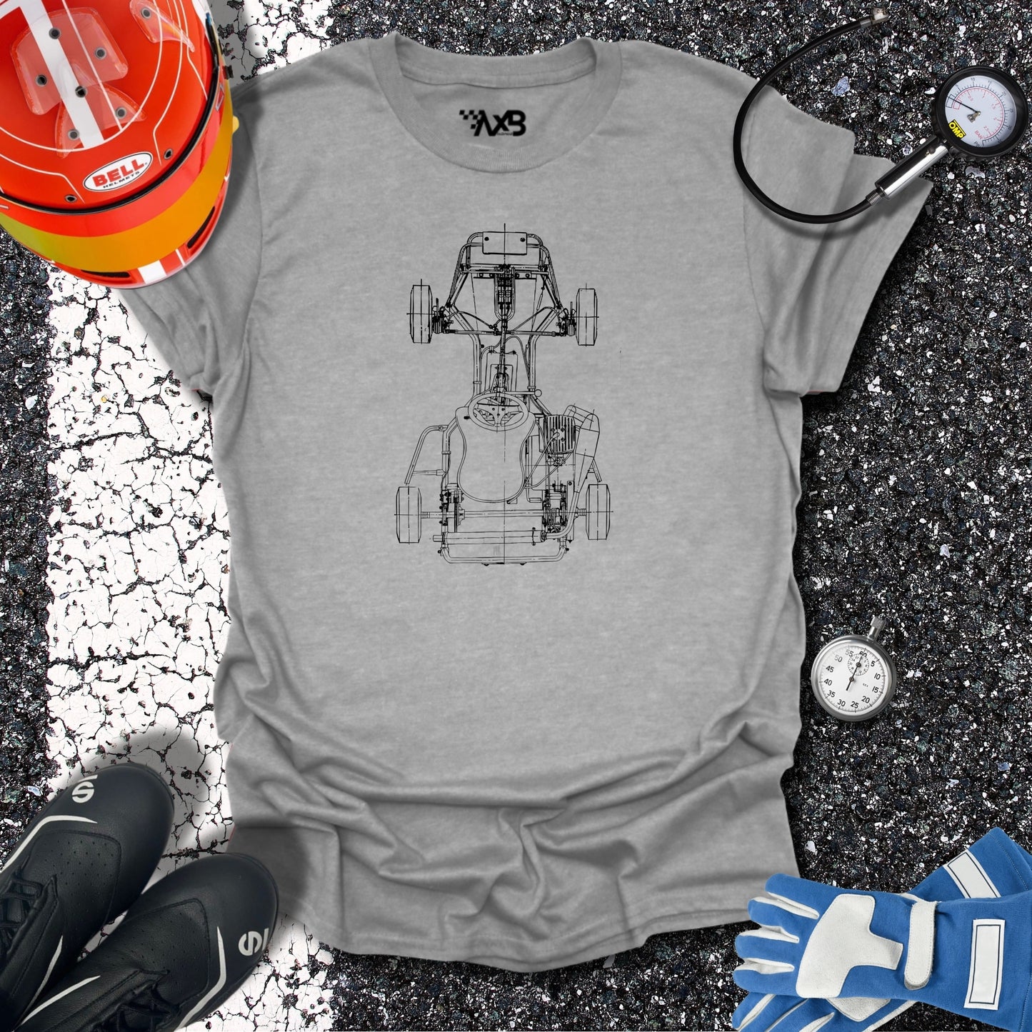 Vintage Kart Blueprint T-Shirt