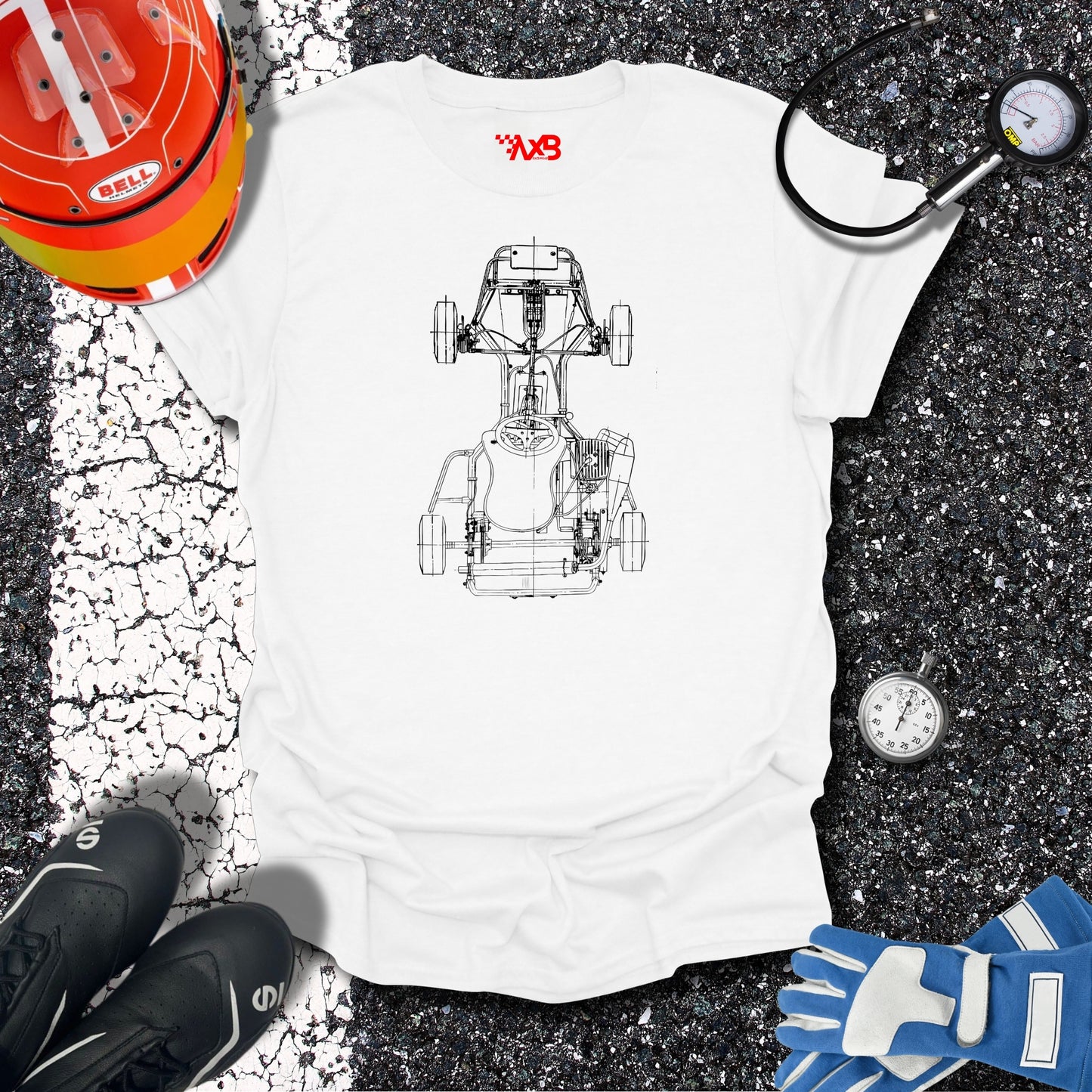 Vintage Kart Blueprint T-Shirt