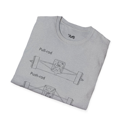 Push-Rod vs. Pull-Rod Suspension Blueprint T-Shirt