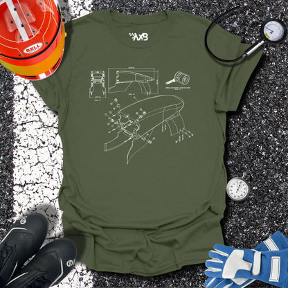 F1 Rear Wing Technical Blueprint T-Shirt