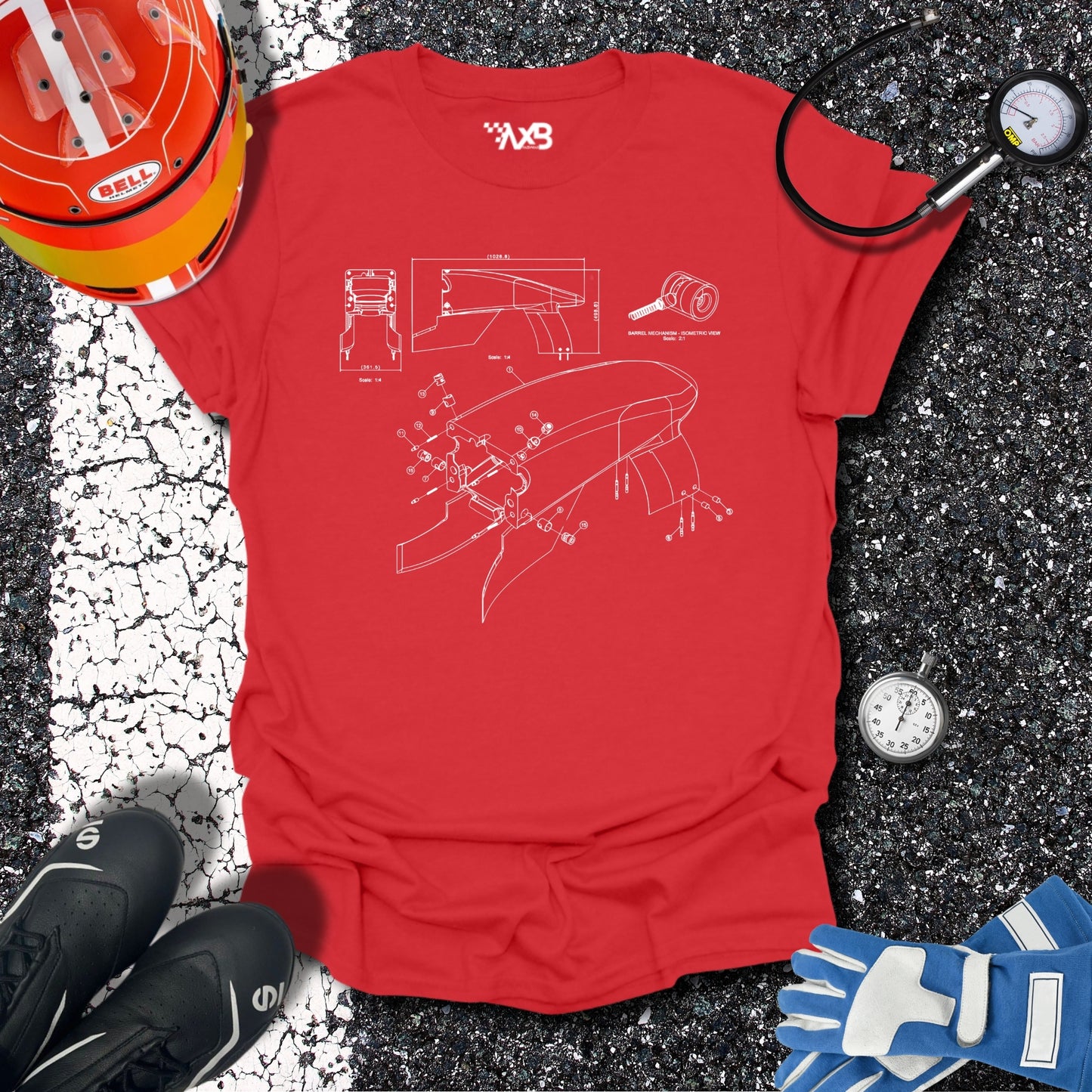 F1 Rear Wing Technical Blueprint T-Shirt