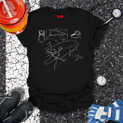 F1 Rear Wing Technical Blueprint T-Shirt