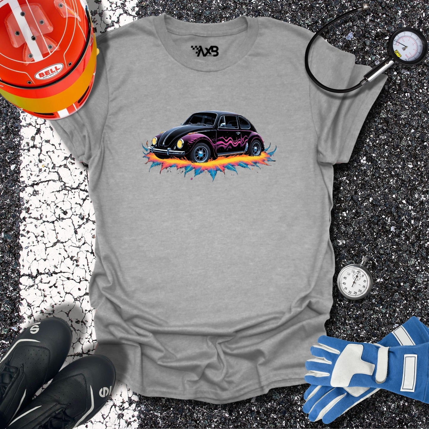 Retro VW Beetle T-Shirt – Flame Wave Edition