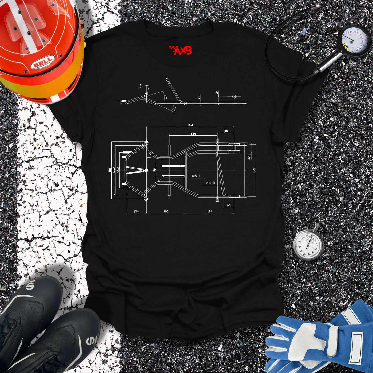 Go-Kart Frame Blueprint T-Shirt