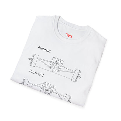 Push-Rod vs. Pull-Rod Suspension Blueprint T-Shirt