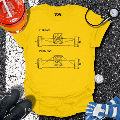 Push-Rod vs. Pull-Rod Suspension Blueprint T-Shirt