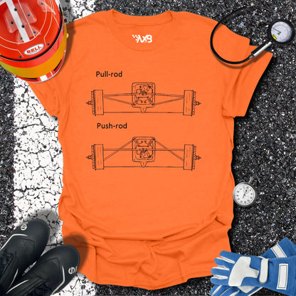 Push-Rod vs. Pull-Rod Suspension Blueprint T-Shirt