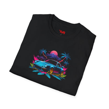 Retro Porsche Tropical Vibes T-Shirt – Neon Island Edition