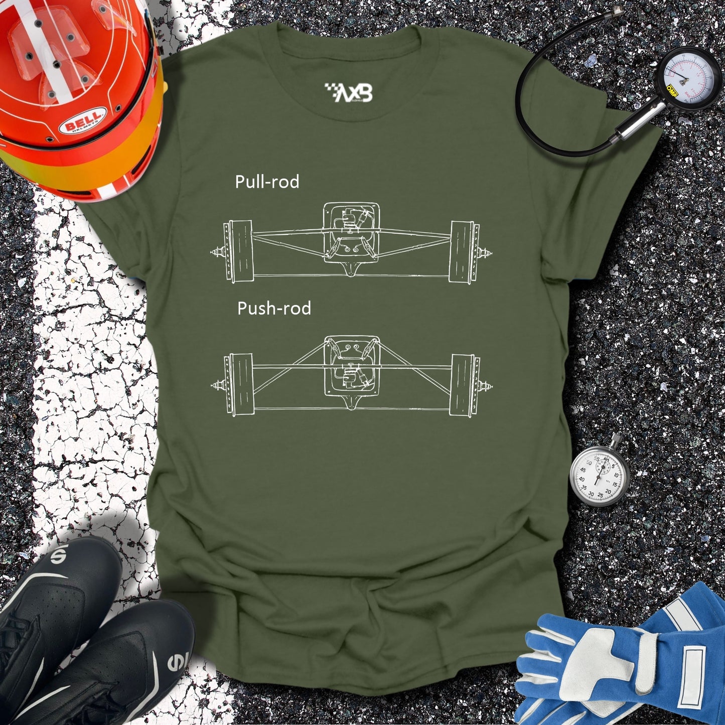 Push-Rod vs. Pull-Rod Suspension Blueprint T-Shirt