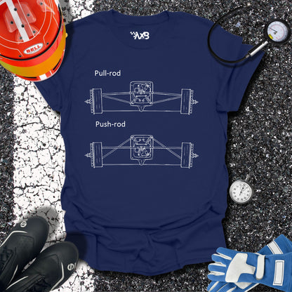 Push-Rod vs. Pull-Rod Suspension Blueprint T-Shirt