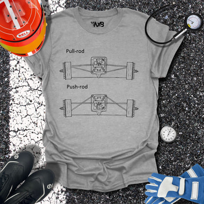 Push-Rod vs. Pull-Rod Suspension Blueprint T-Shirt