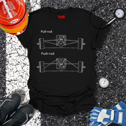 Push-Rod vs. Pull-Rod Suspension Blueprint T-Shirt