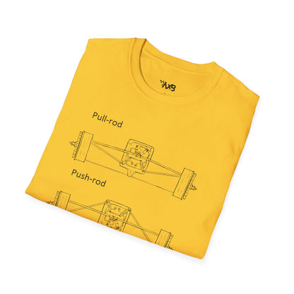 Push-Rod vs. Pull-Rod Suspension Blueprint T-Shirt