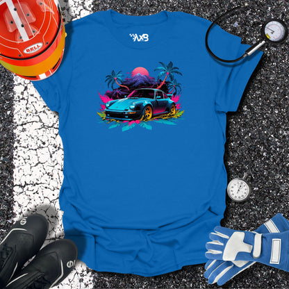 Retro Porsche Tropical Vibes T-Shirt – Neon Island Edition