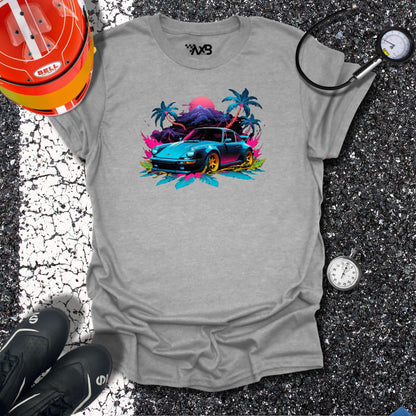 Retro Porsche Tropical Vibes T-Shirt – Neon Island Edition